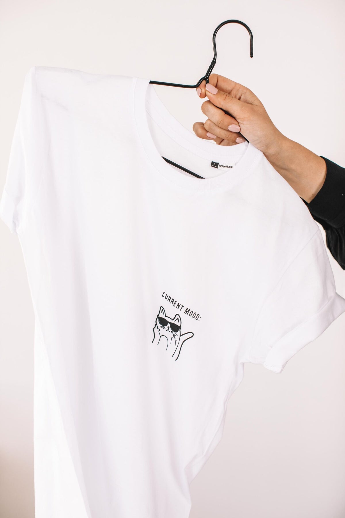 Current Mood organic cotton cat t-shirt in white